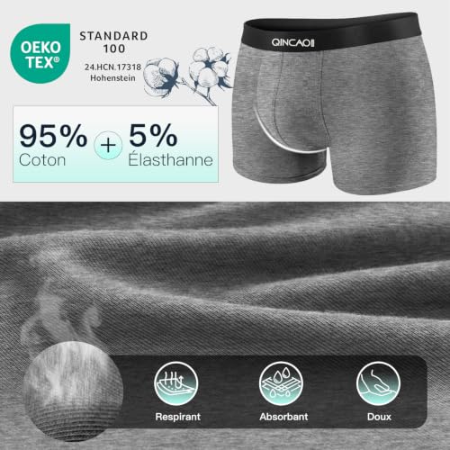 QINCAO Boxers Homme Lot de 7 en Coton, Coffret Cadeau, Extra Doux – vue 4