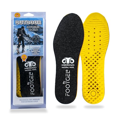 Footgel – Plantillas Termicas Outdoor Winter | Plantillas Calefactables de Lana Merino Hombre/Mujer, Deportivas, Invierno | Aislantes Térmicas, Estabilizadoras y Amortiguadas | Tallas 42 a 47