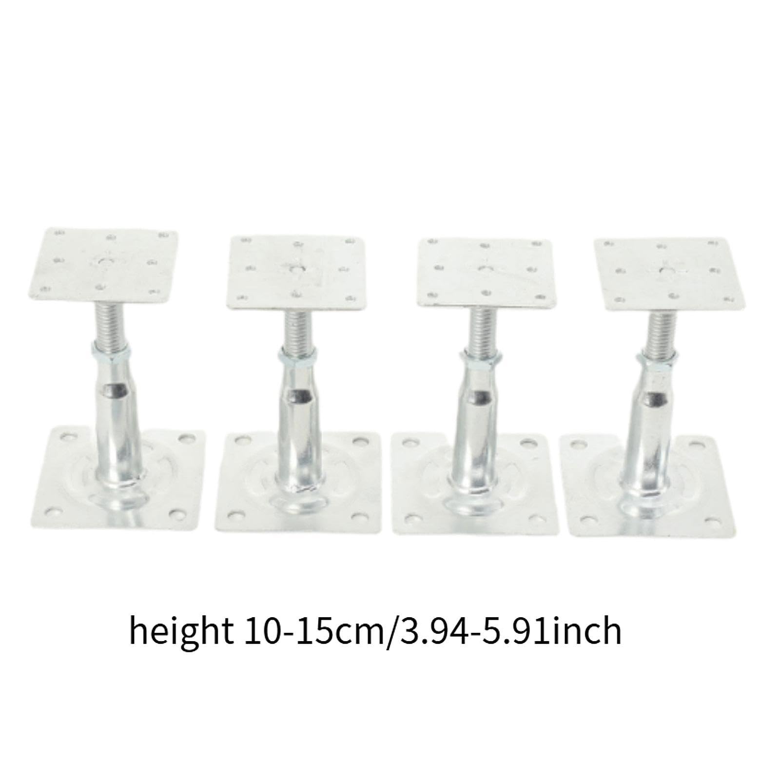 predolo Lot 4 vérins à vis réglables, robustes et polyvalents, pour poteaux 10 à 15 cm (4 à 6 pouces), pour solives maison ou terrasse, Argent