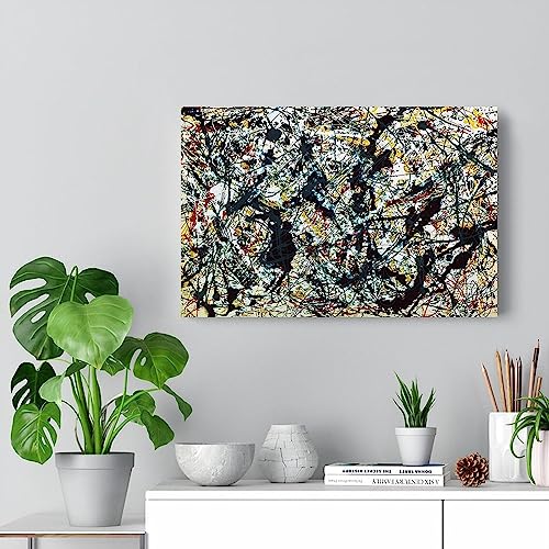 Impression toile Jackson Pollock argent noir blanc jaune rouge 60x90 - 5