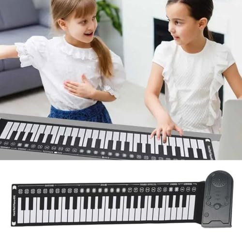 Piano enroulable à 49 touches avec sac de transport, piano électronique portable rechargeable amélioré, haut-parleurs 2 W, piano de voyage, clavier de piano de musique numérique avec enregistrement - Les Beatles, Paul McCartney, John Lennon, RIngo Starr, George Harrison Piano enroulable à 49 touches avec sac de transport, piano électronique portable rechargeable amélioré, haut-parleurs 2 W, piano de voyage, clavier de piano de musique numérique avec enregistrement