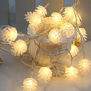 CUQOO Christmas Pine Cones LED Fairy String Lights  Perfect Christmas Decorations Indoor & Outdoor | Battery Operated Xmas Decoration | 2M Warm White Fairy Lights Xmas Tree (30 LED)