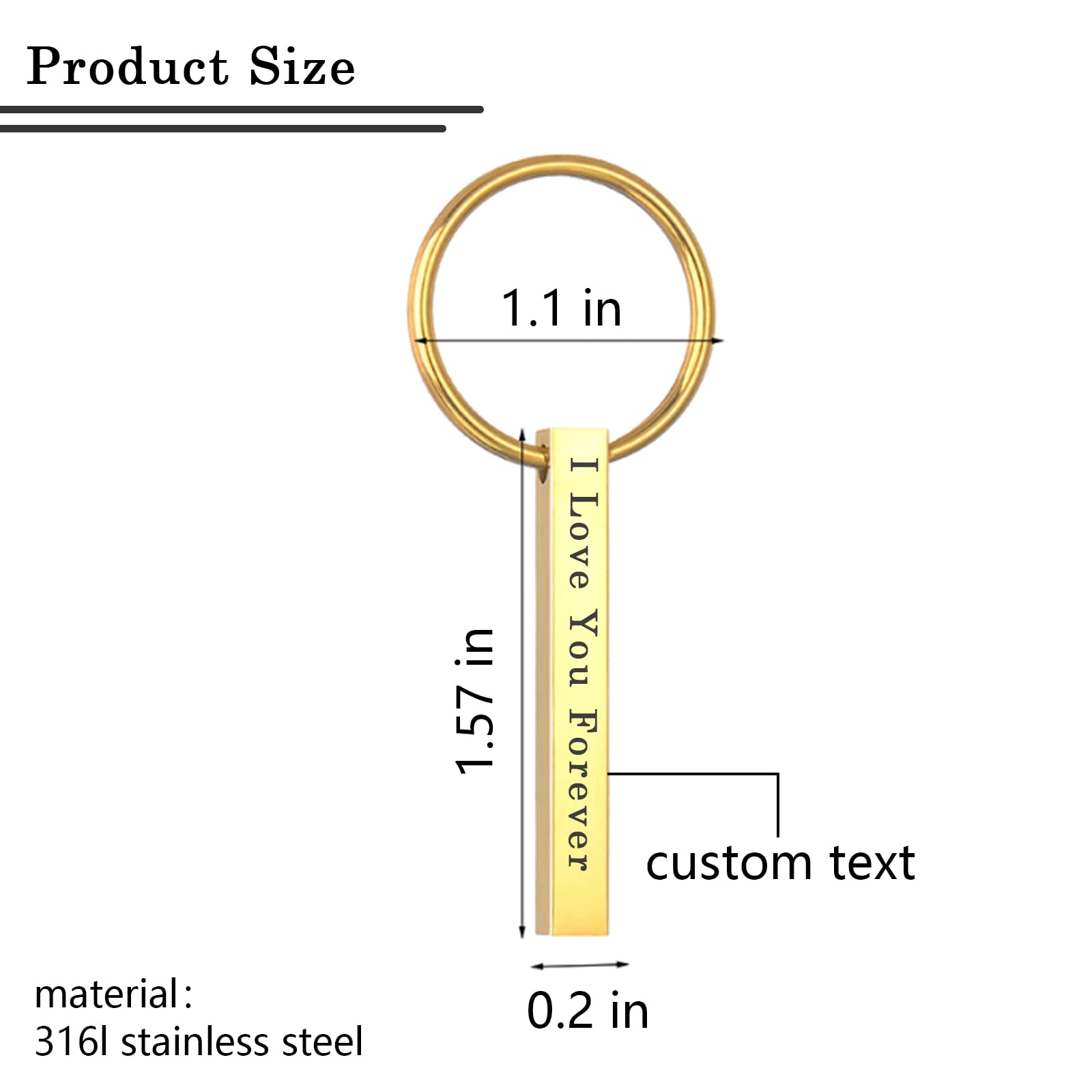 YATEDIY Personalized 4 Sided Custom Keychain, Personalized Engraving Phone Number Name Address Anti-Lost Keychain, Custom Drive Safe Car Key chain Gift for Family Lover