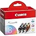 Canon Cli8clrpk (Cli-8) Ink Cartridges, Cyn/Mag/YLW, 3/Pk in Retail Packaging