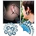JDXN 52 Pieces Acrylic Gauge Kit Spiral Tapers Tunnels and Plugs 14G-00G Ear Stretching Starter (Light blue spot)