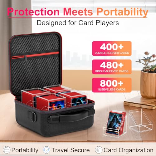 Image of Proijeut Card Deck Box with Portable Case, 4 Pack Clear Commander Deck Box with 4 Dividers, Holds 400+ Double Sleeved Cards, Fit for MTG, YuGiOh, TCG