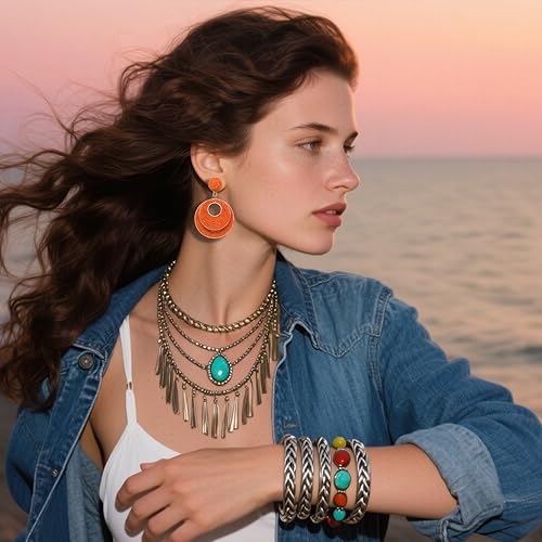 Image of Raffia Hoop Earrings for Women - Boho Straw Wiker Dangle Drop Earrings for Summer Beach, Bohemian Trendy Rattan Jewelry
