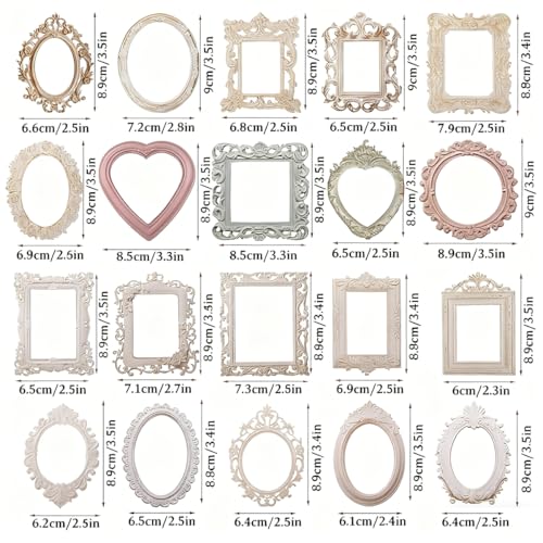 Image of HASTHIP 40Pcs Vintage Photo Frames Scrapbook Paper - 20 Styles 3D Floral Embossed Paper Photo Frames Collage Papers Decorative Papers Journaling Supplies for Junk Journal Crafts Scrapbook
