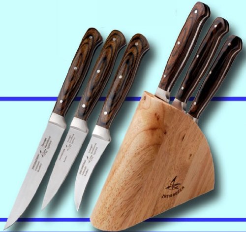 3er Set Schälmesser mit Block Eisvogel