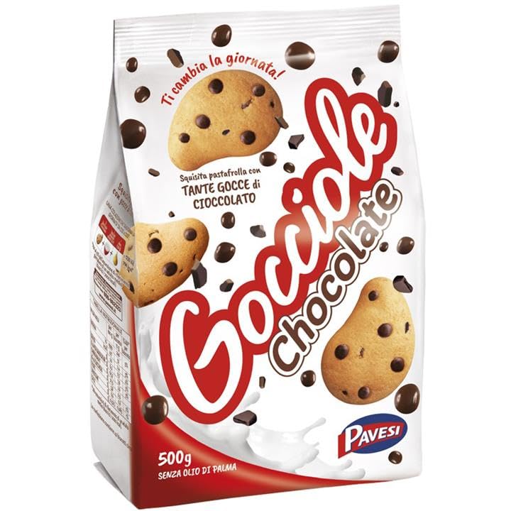 Biscotti Frollini Gocciole Cioccolato, Biscotti da Colazione con Gocce di Cioccolato, Senza Olio di Palma 500 Gr [ CONFEZIONE da 3 ]
