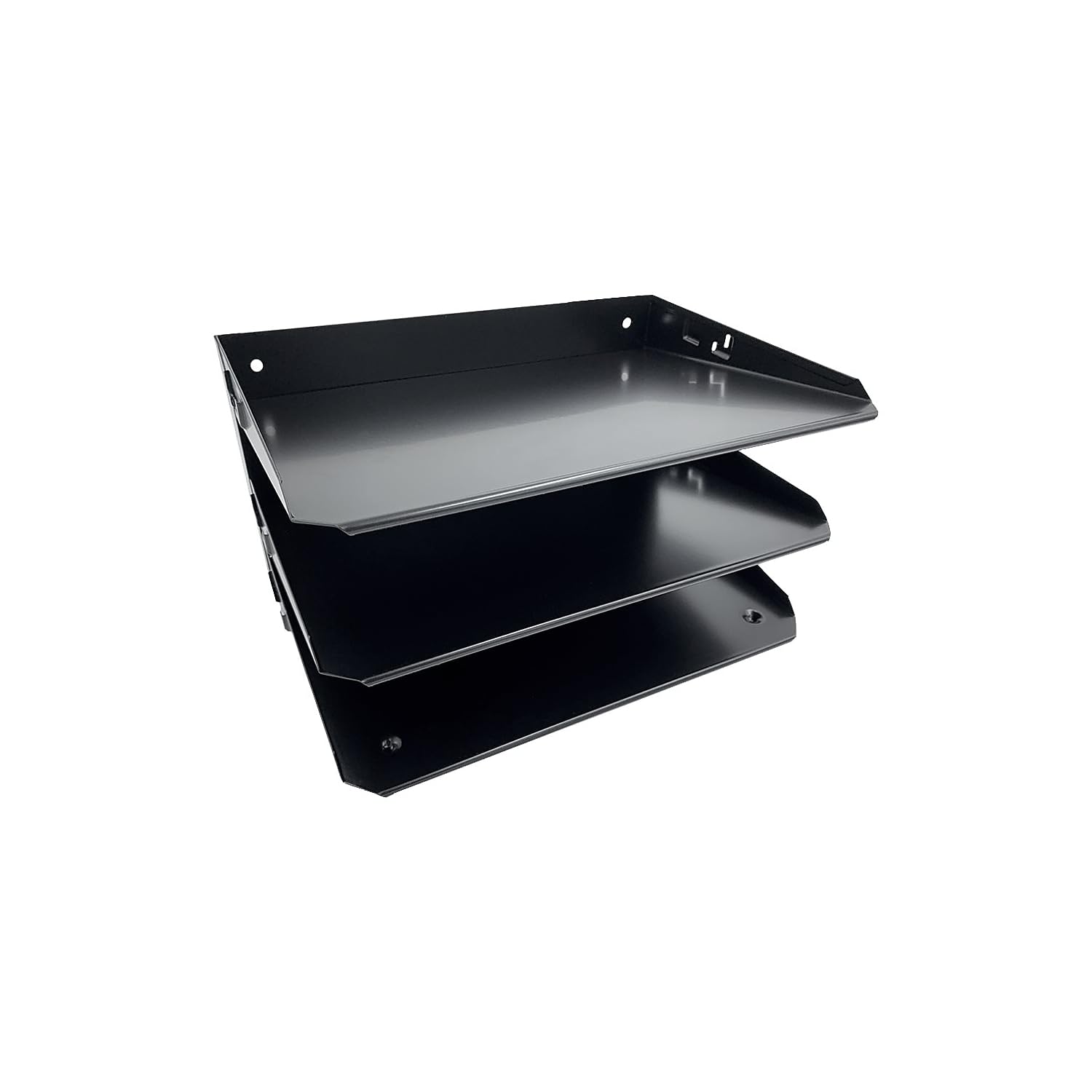 Huron Poziomy organizer na biurko ze stali z 3 otworami, czarny