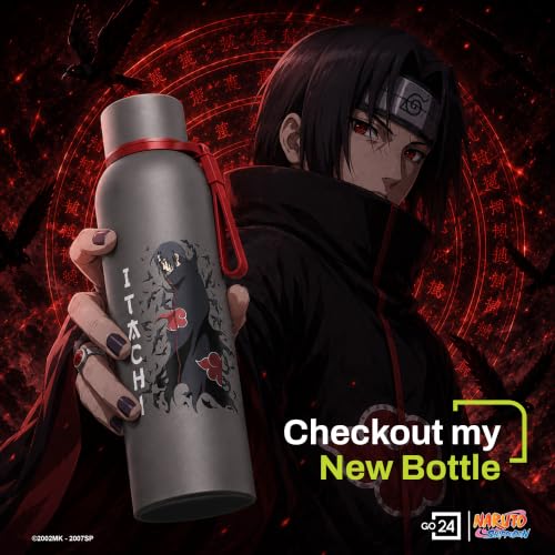 Go24 pexpo Go24 Naruto 1L Stainless Steel Water Bottle Grey - Itachi - Image 6