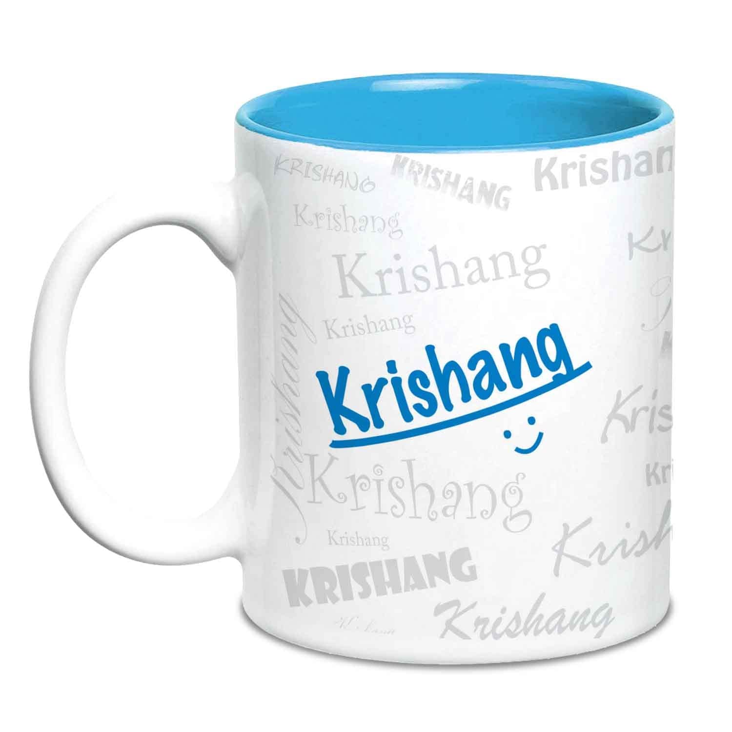 Hot Muggs Me Graffiti Mug - Krishang Personalised Name Ceramic, 315ml, 1 Unit