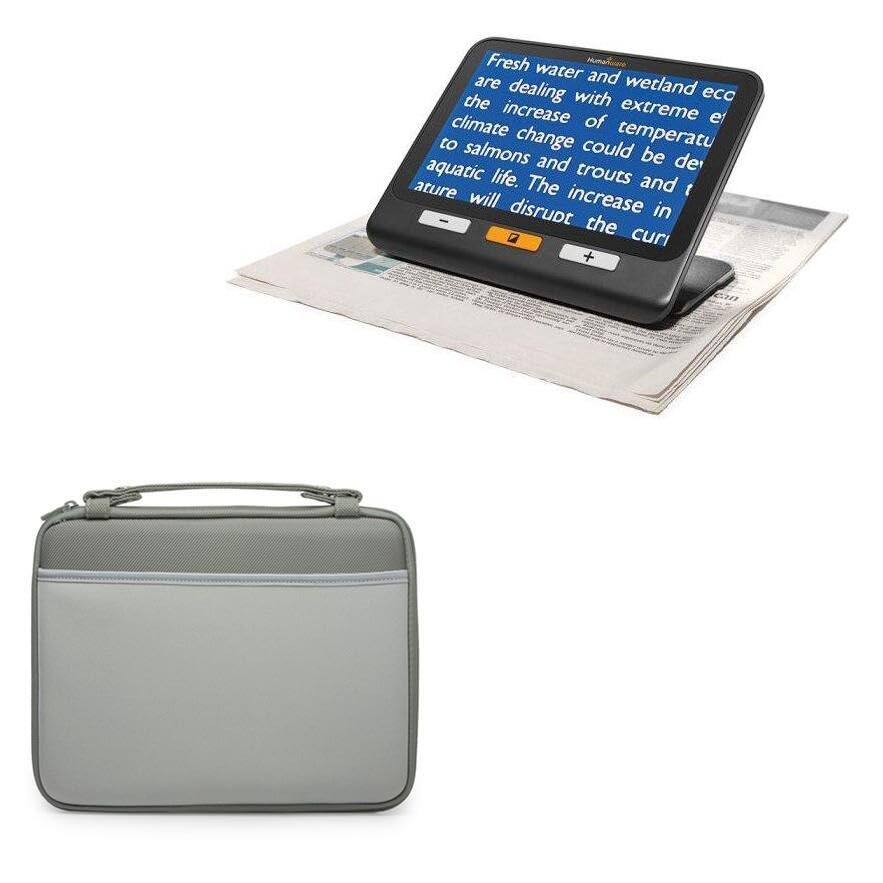 BoxWave Case Compatible with Humanware Explore 8 - Hard Shell Briefcase, Slim Messenger Bag Briefcase Cover Side Pockets - Pewter