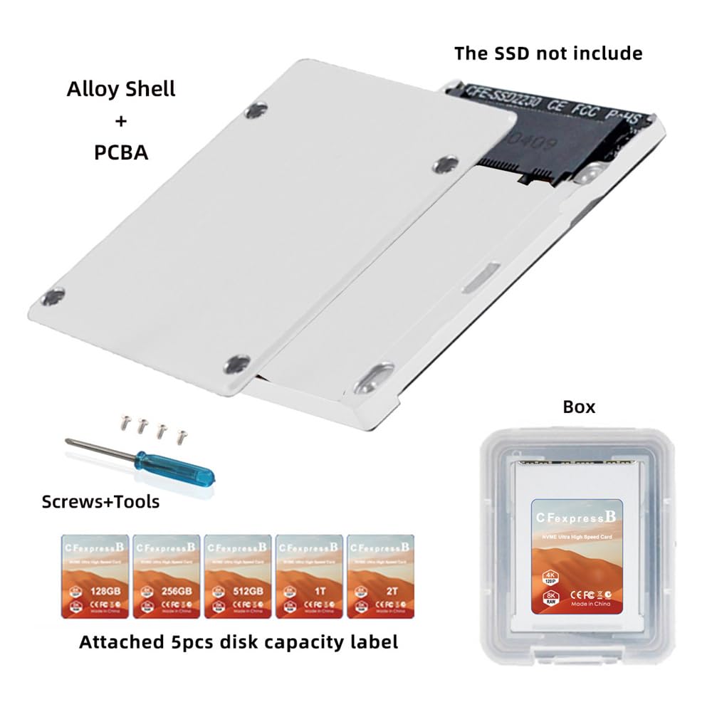 Xiwai Lecteur de Carte mémoire CFexpress Type-B vers NVME 2230, boîtier CFE CFB NGFF, Adaptateur M-Key, Coque en Alliage pour Appareil Photo 8K RAW, Extension PCIe