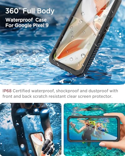 Image of Miimall Cases for Google Pixel 9 Case Waterproof, [IP68 Waterproof & Military Grade Shockproof][Built-in Screen Protector] Dustproof Full Body Shockproof Rugged Cover Case for Pixel 9 6.3 inch
