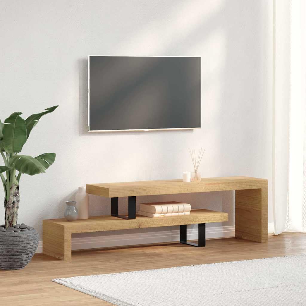 Hothingwell Wyjmowana szafka pod telewizor z litego drewna mango | Łatwy montaż, regulowana długość, ręcznie wykonane, unikalne żyły drewniane, element centralny