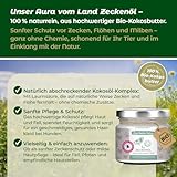 Zeckenöl Bio 250ml Premium & regional - aus Kokosbutter – Natürlicher Zeckenschutz Hund und Katze – Effektives pflanzliches Zeckenmittel & Flohmittel - Aura vom Land