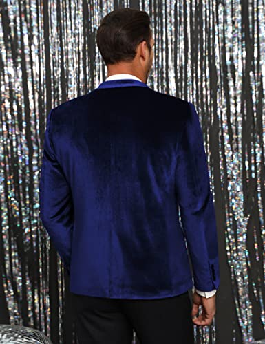 TURETRENDY Men's Velvet Blazer One Button Solid Wedding Tuxedo Slim Fit Luxury Velour Suit Jacket for Dinner,Prom,Party3