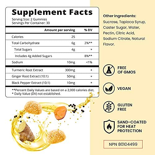 BeLive Turmeric Curcumin with Black Pepper & Ginger - 60 Gummies I Turmeric and Ginger Supplement for Immune Support… - Image 3
