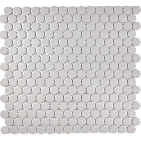 MoS10-0202-R10 - Mosaico redondo con botones, gris claro y beige Cover