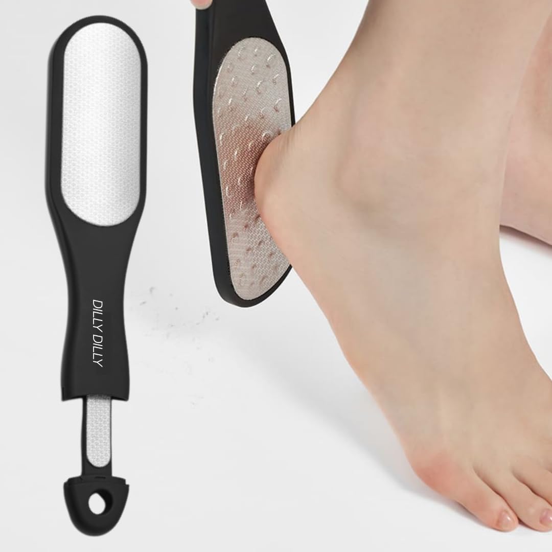 DILLYDILLY I FOOT Professional 3-in-1 Foot file I Hard Dead Skin Remover Foot Callus Remover I Foot Scrub Scrubber Double Sided I Best Foot Care Pedicure Metal Surface Tool to Remove Hard Skin
