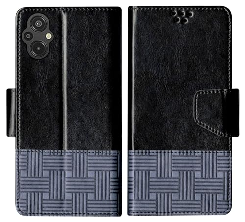 Image of Flip Cover for Redmi 11 Prime 4G Back Cover Case with Magnatic Closure | Inbuilt Stand | Card & Money Pocket (Dual Black)