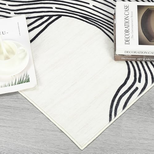 GarveeHome Large Area Rug 9x12 Rugs for Living Room Washable Rug Non Slip Modern Abstract Rug Low Pile Foldable Thin Rug Soft Indoor Non-Shedding Carpet for Bedroom Nursery Home Office Cream