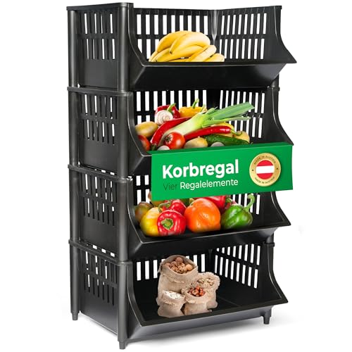 Novaliv 4 Stück Korbregal Schwarz Steckregal Stapelbar & Erweiterbar, Regale für Vorratsraum, Lebensmittelregal, Obstregal Keller Aufbewahrungssystem, Apfelregal, Stapelkorb, Stapelregal Kunststoff Novaliv 4 Stück Korbregal Schwarz Steckregal Stapelbar & Erweiterbar, Regale für Vorratsraum, Lebensmittelregal, Obstregal Keller Aufbewahrungssystem, Apfelregal, Stapelkorb, Stapelregal Kunststoff