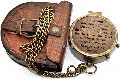Brújula Vintage de Latón con Estuche de Cuero y Cita Inspiradora miniatura 5