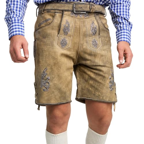 Pantalon en cuir traditionnel allemand authentique taille 46 au 62 avec ceinture