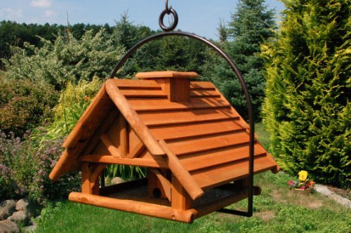 XXL Vogelhaus Nr19 aus Holz und Bügel zum aufhängen von Vogelhaus, Nistkasten, Vogelhäuschen, Futterhaus, Vogelvilla und Vogelhäusern, feuerverzinkt und pulverbeschichtet, rostfrei, hängend