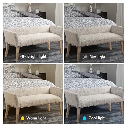 Image of Madison Park Accent Bench for Living Room, Upholstered with Nailhead Trim, & Padded Seat Entryway Bench Small, End of Bed Bench with Back, 49.5 inch W x 19.25 inch D x 23 inch H, Taupe Multi