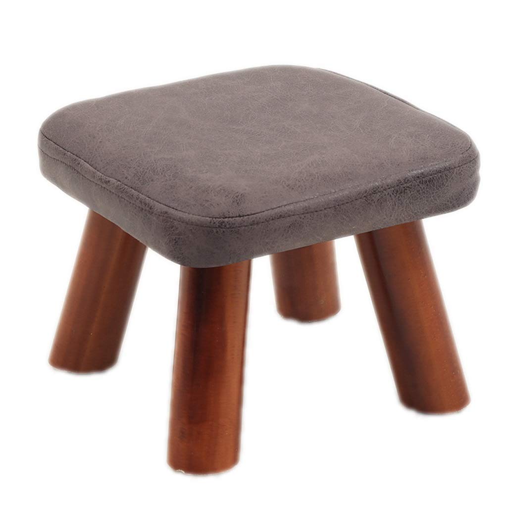 Banc repose-pieds en bois massif et cuir pour entrée confortable