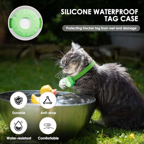 Image of Cat Tracker, GPS Tracker Compatible with Apple Find My App(Only iOS), Waterproof Cat Tracker Collar with Bell and Safety Elastic Buckle, No Monthly Fee Pet Trackers, Works with Any Collar,Green