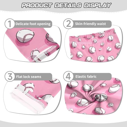 Girls Leggings Baseballs Pink Soft Toddler Leggings for Girls Kids Pants Size 4T-10T3
