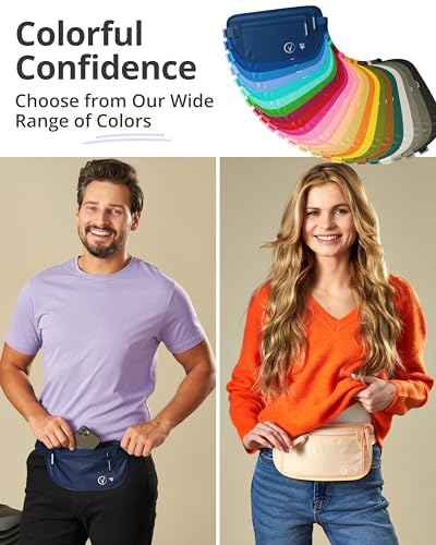Image of Vantamo Money Belt with RFID For Men & Women, Hidden Passport Holder for Travel, 2 Compartment Travel Fanny Pack for Women Anti Theft