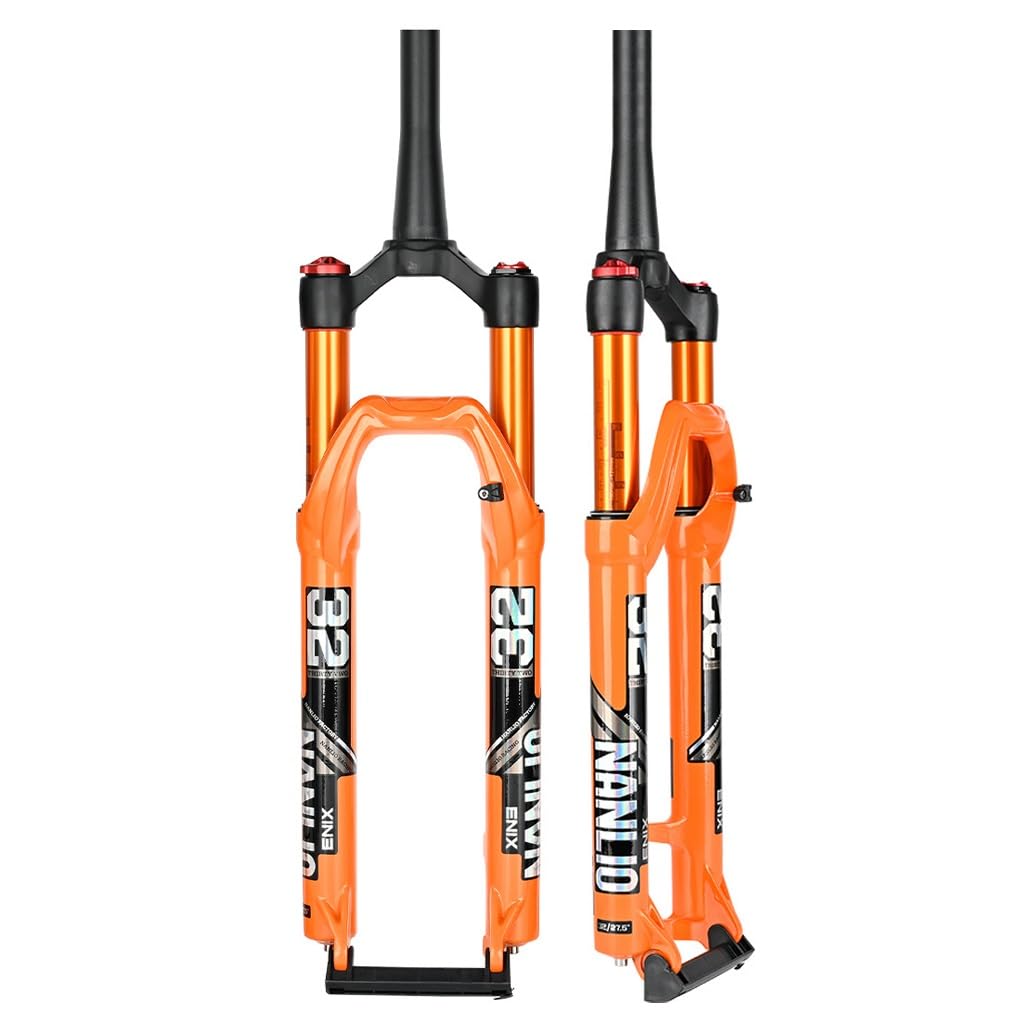WIQUYBML 26 27.5 29inch Mountain Bikes Suspension Air Fork 1-1/8" Straight/tapered Bike Forks Travel 120mm 9 * 100mm Quick Release Disc Brakes Front Manual/Remote(Tapered-manual,
