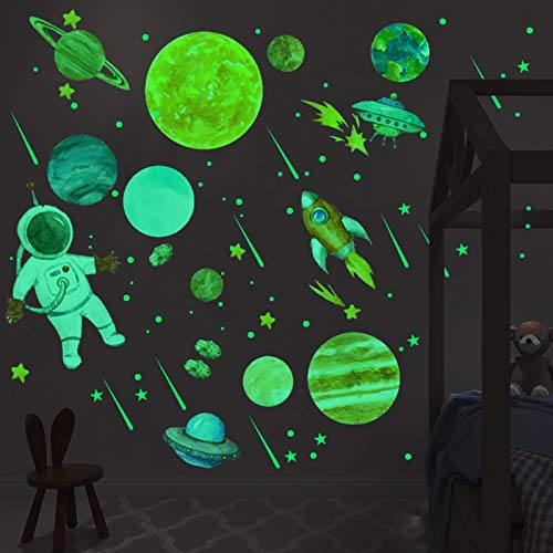 MicButty Pegatinas de Pared con Sistema Solar, 496 piezas de Planetas, Pegatinas Luminosas con Sol, Tierra, Luna, Estrellas, Pegatina de Fluorescencia para Decoración de Dormitorio Infantil Cover