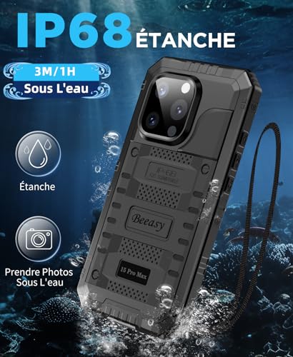 Protège-écran et coque étanche iPhone 15 Pro Max robuste