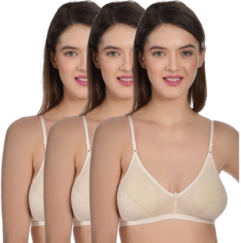 Image of Aimly Women's Cotton Non-Padded Non-Wired Low Coverage Regular Bra Pack of 3