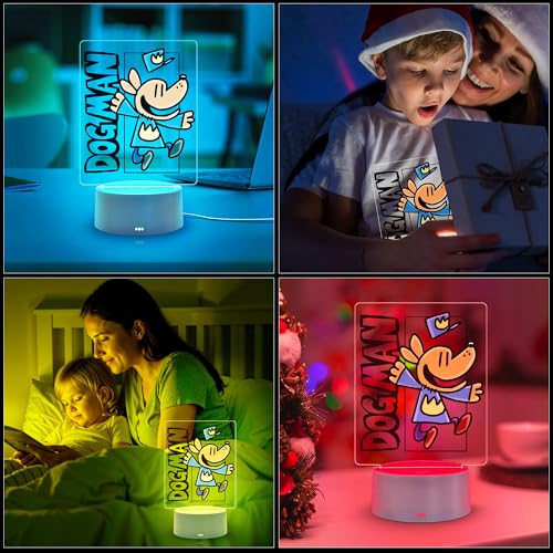 Image of Officially Licensed Dog Man Night Light - Dog Man LED Glow Light with Removable 7 Colors Base, Kids Bedroom Decor Lamp, Night Light for Kids, Christmas Birthday Gifts for Boys & Girls