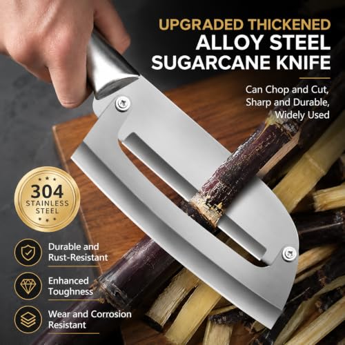 Image of Machado Stainless Steel Sugarcane Knife Heavy Duty Cane Cutter with Ergonomic Handle, Razor Sharp Multipurpose Cleaver for Sugarcane, Coconuts, Vegetables & Meat