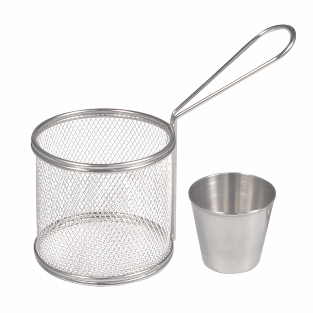 Cesta de alambre para freír Cesta redonda para papas fritas Colador de aceite Papas fritas Chef Cesta de cocina Red para freír Colador Accesorios de cocina Chip Cestas para freír (Color : 2pcs) (2pc