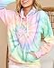 EFAN Women's Hoodies Tops Tie Dye Printed Sweatshirt Long Sleeve Pullover Loose Drawstring Hooded with Pocket Green