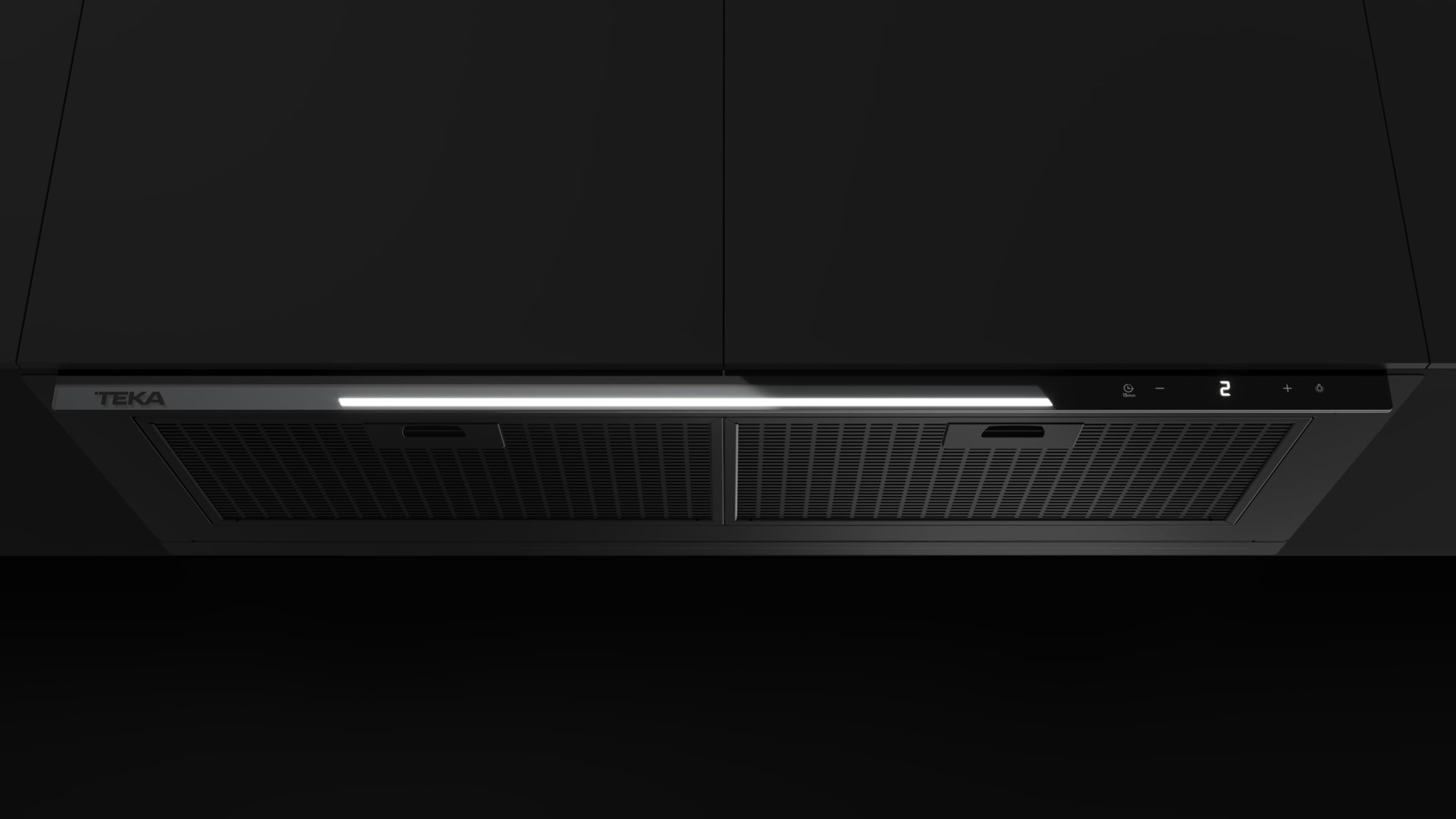 TEKA Campana Extractora Integrada 90 cm, 3 Velocidades + 1 Intensiva, Motor EcoPower, Iluminación LED, Filtros Metálicos, Recirculación, Clase Energética A+, Integra GFI 97350 EOS BK