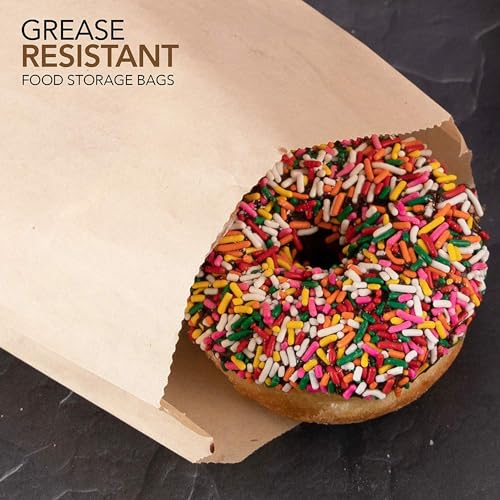 Image of Kraft Brown Sandwich Bags (800 Pack) - Microwavable Unbleached Natural Kraft Paper Bags - Food Grade Grease Resistant Bags for Pastries, Cookies, Snacks - Biodegradable - Stock Your Home