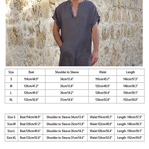 Men's V-Neck Nightwear, Comfy Nightshirt Short Sleeve Soft Loose Pajama Cotton Sleep Shirt,Black,Xxl #TOP4