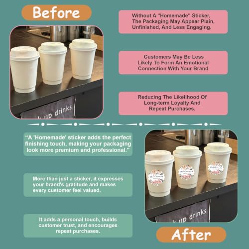 Image of Trifirt Homemade Labels Stickers | Waterproof Self-Adhesive Vinyl Labels for Homemade Food Jars, Pickles, Jam, Honey, Cookies, Bakery, Gifts & Small Business Packaging