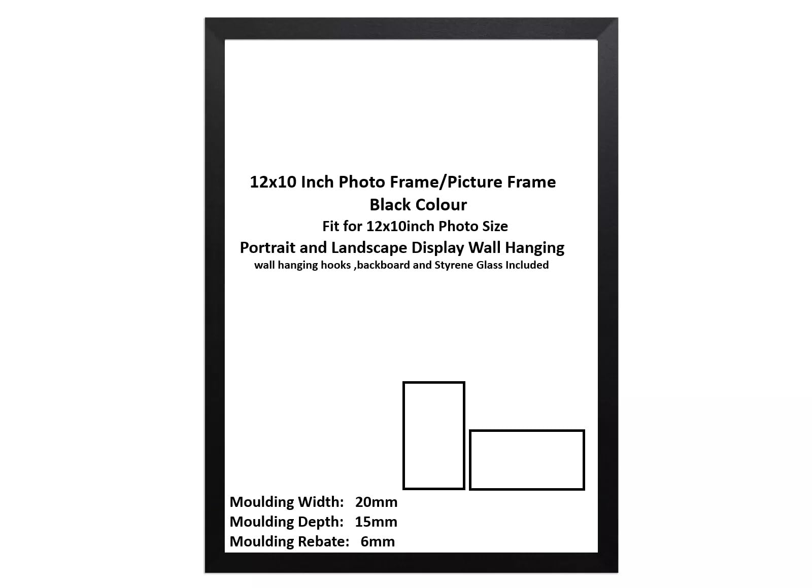 DECORO 12x10 Inch Black Photo Frames, 12x10 Picture Frame, Poster Frame Wall Mount with both Landscape and Portrait Display (Black, 12x10 inch)